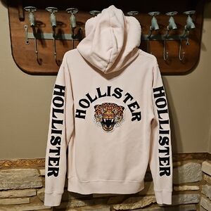Hollister Light Pink Tiger Graphic Hoodie Size Medium